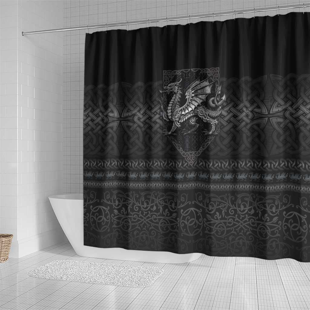 Welsh Celtic Culture Shower Curtain Wales Y Ddraig Goch with Knot - Wonder Print Shop