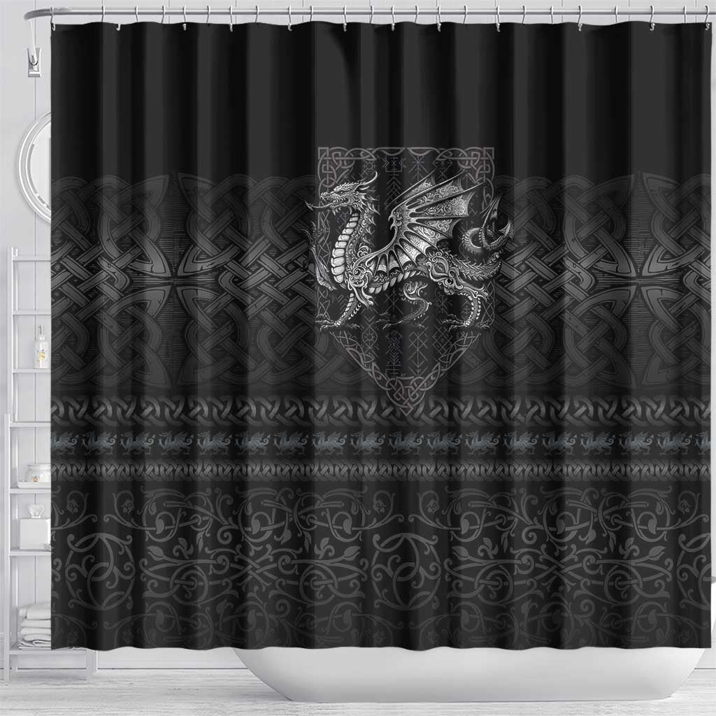 Welsh Celtic Culture Shower Curtain Wales Y Ddraig Goch with Knot - Wonder Print Shop