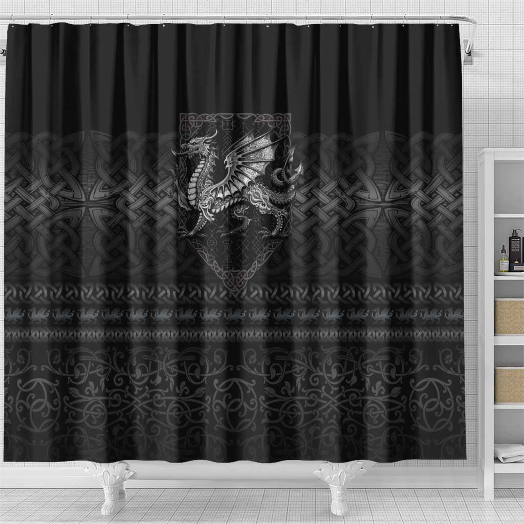 Welsh Celtic Culture Shower Curtain Wales Y Ddraig Goch with Knot - Wonder Print Shop