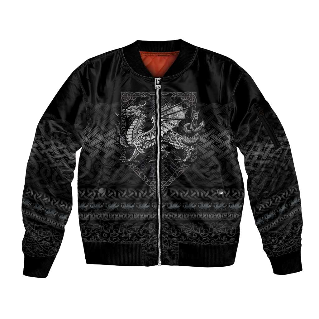 Welsh Celtic Culture Sleeve Zip Bomber Jacket Wales Y Ddraig Goch with Knot - Wonder Print Shop