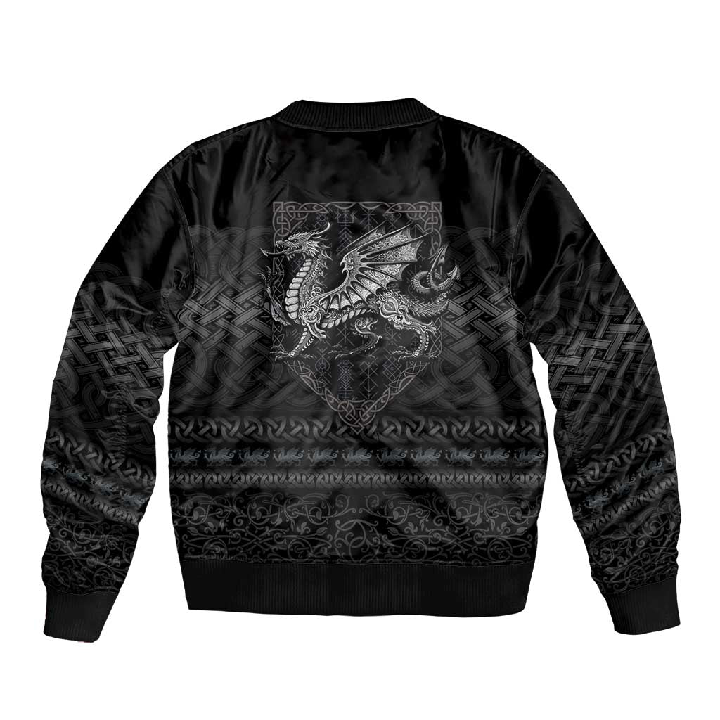 Welsh Celtic Culture Sleeve Zip Bomber Jacket Wales Y Ddraig Goch with Knot - Wonder Print Shop