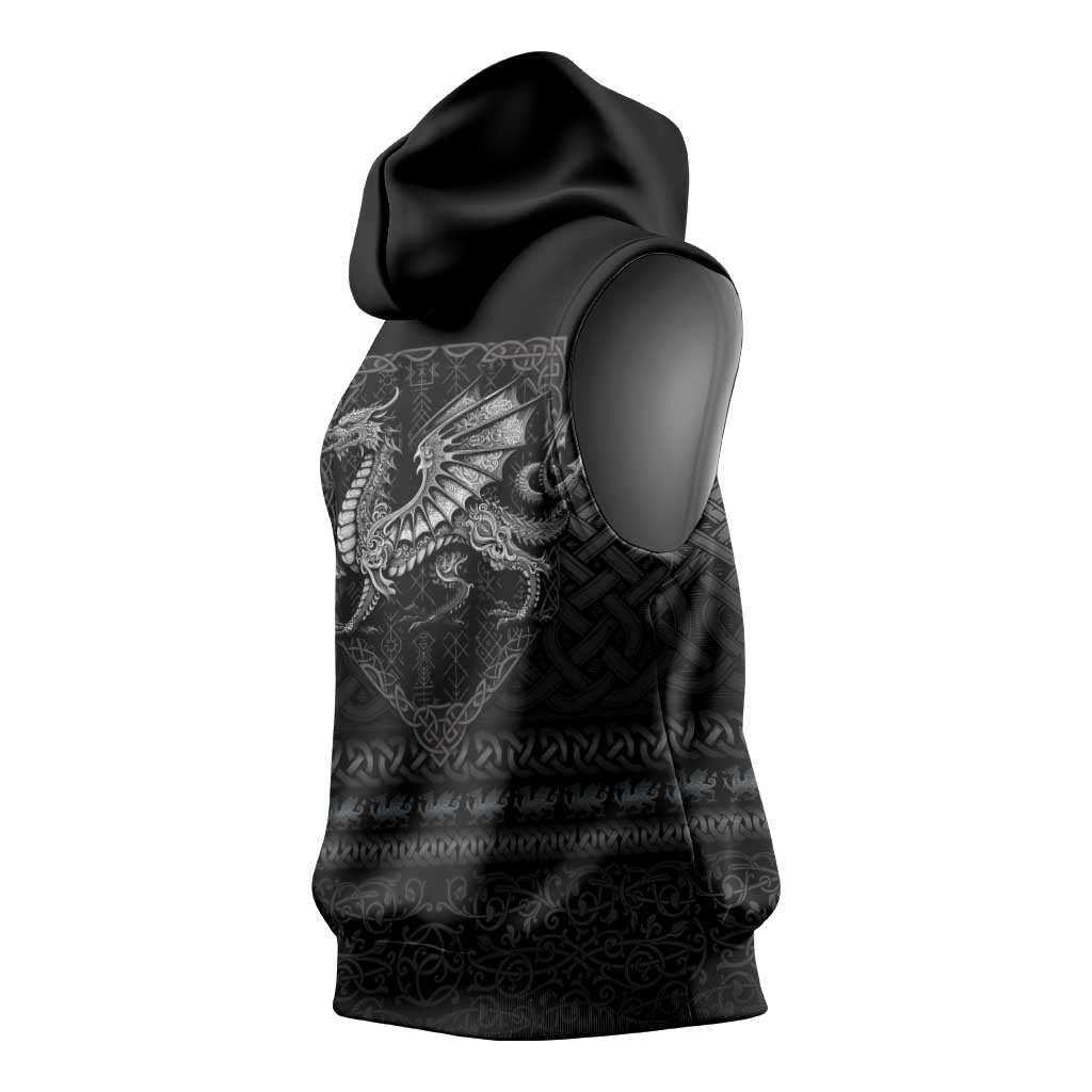 Welsh Celtic Culture Sleeveless Hoodie Wales Y Ddraig Goch with Knot - Wonder Print Shop