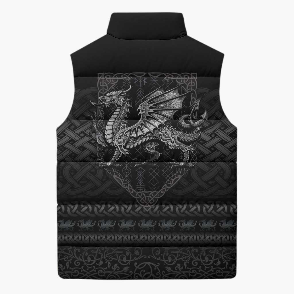Welsh Celtic Culture Sleeveless Puffer Jacket Wales Y Ddraig Goch with Knot - Wonder Print Shop