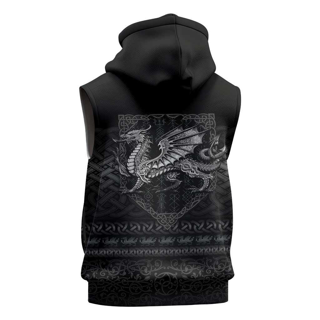 Welsh Celtic Culture Sleeveless Zip Hoodie Wales Y Ddraig Goch with Knot - Wonder Print Shop