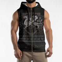 Welsh Celtic Culture Sleeveless Zip Hoodie Wales Y Ddraig Goch with Knot - Wonder Print Shop