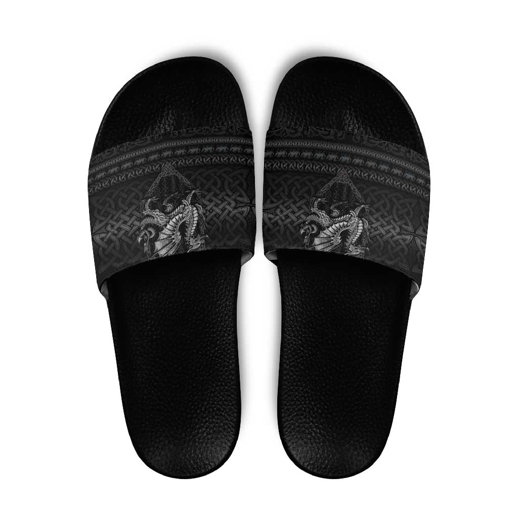 Welsh Celtic Culture Slide Sandals Wales Y Ddraig Goch with Knot - Wonder Print Shop