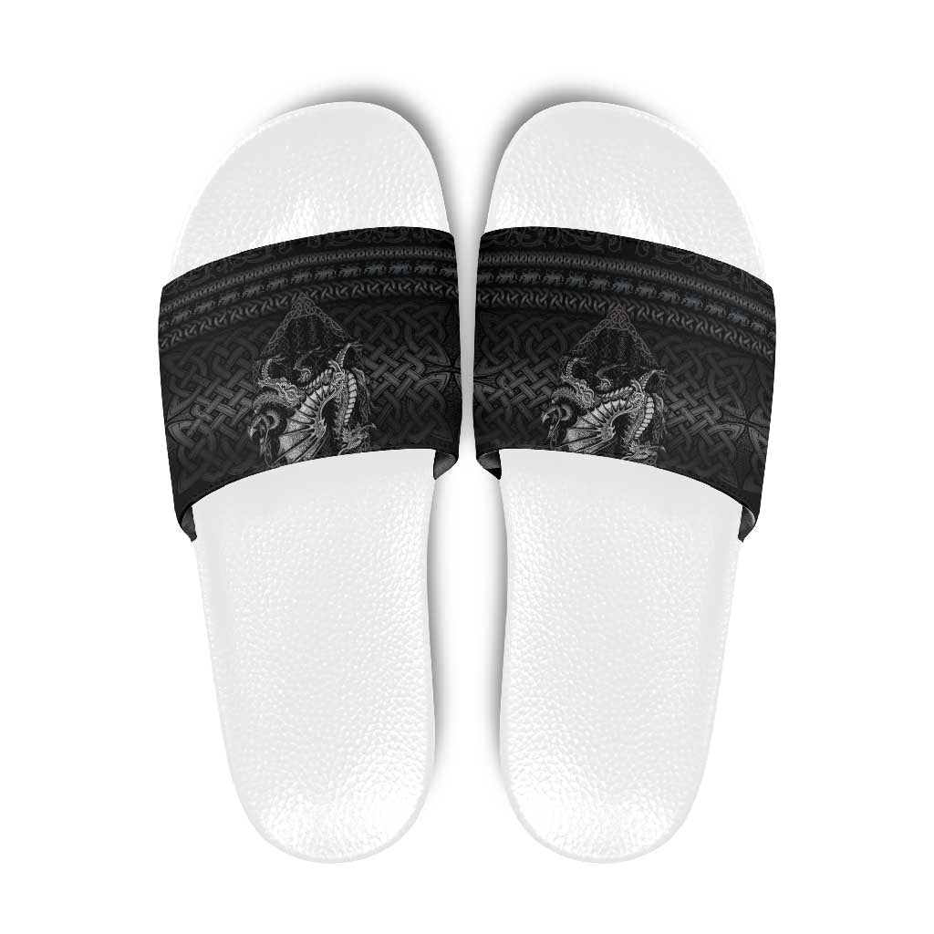 Welsh Celtic Culture Slide Sandals Wales Y Ddraig Goch with Knot - Wonder Print Shop