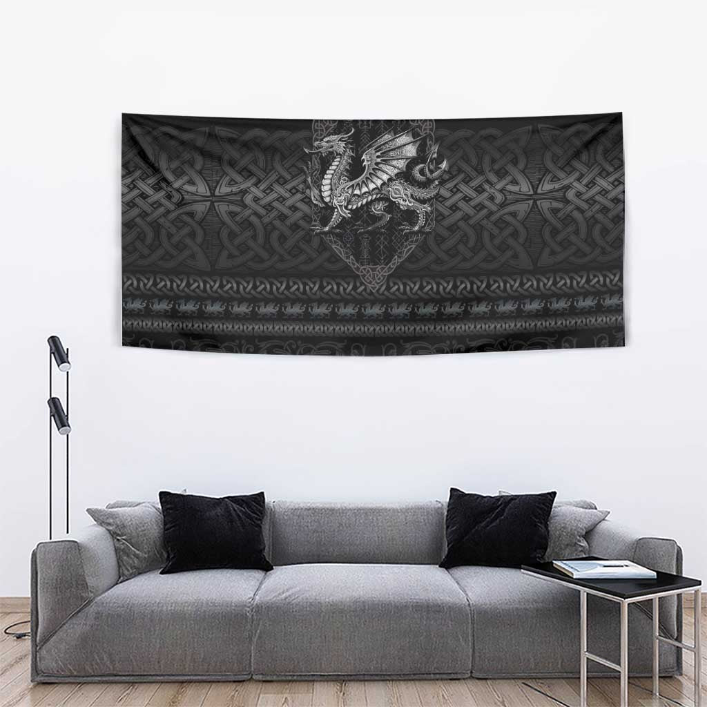 Welsh Celtic Culture Tapestry Wales Y Ddraig Goch with Knot - Wonder Print Shop
