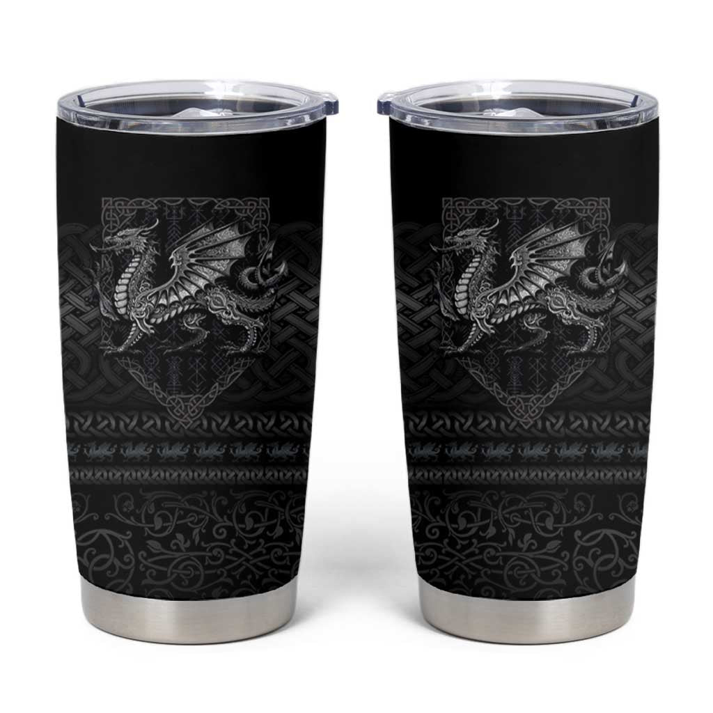 Welsh Celtic Culture Tumbler Cup Wales Y Ddraig Goch with Knot - Wonder Print Shop