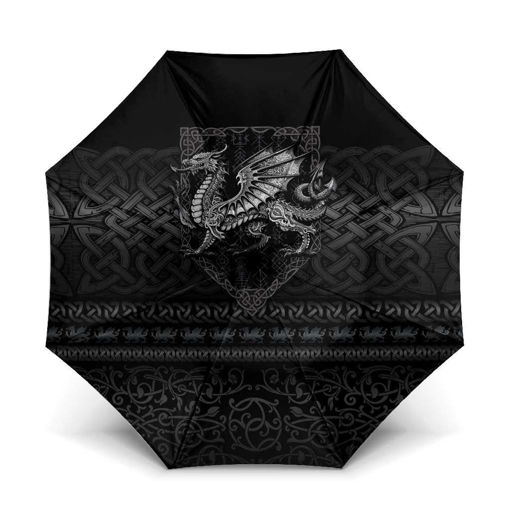 Welsh Celtic Culture Umbrella Wales Y Ddraig Goch with Knot - Wonder Print Shop