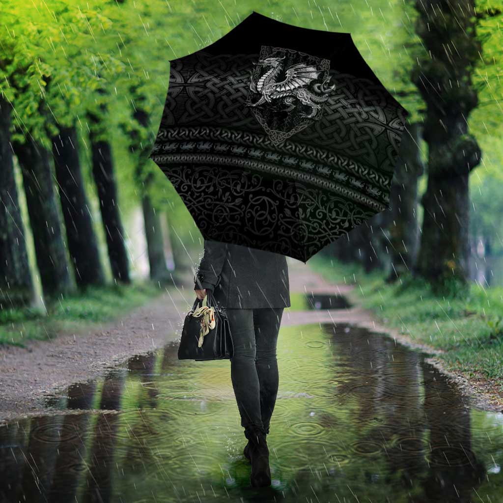 Welsh Celtic Culture Umbrella Wales Y Ddraig Goch with Knot - Wonder Print Shop