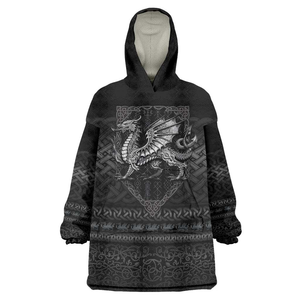 Welsh Celtic Culture Wearable Blanket Hoodie Wales Y Ddraig Goch with Knot - Wonder Print Shop