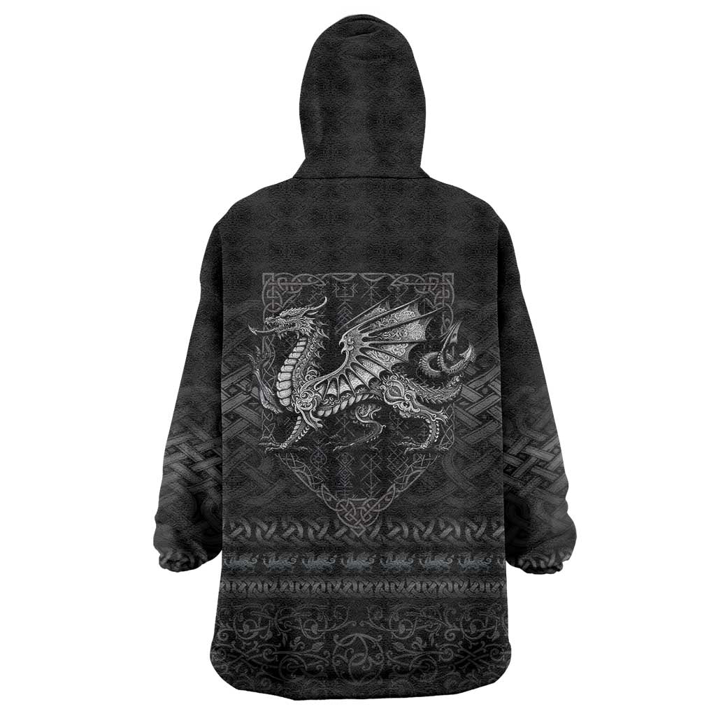 Welsh Celtic Culture Wearable Blanket Hoodie Wales Y Ddraig Goch with Knot - Wonder Print Shop