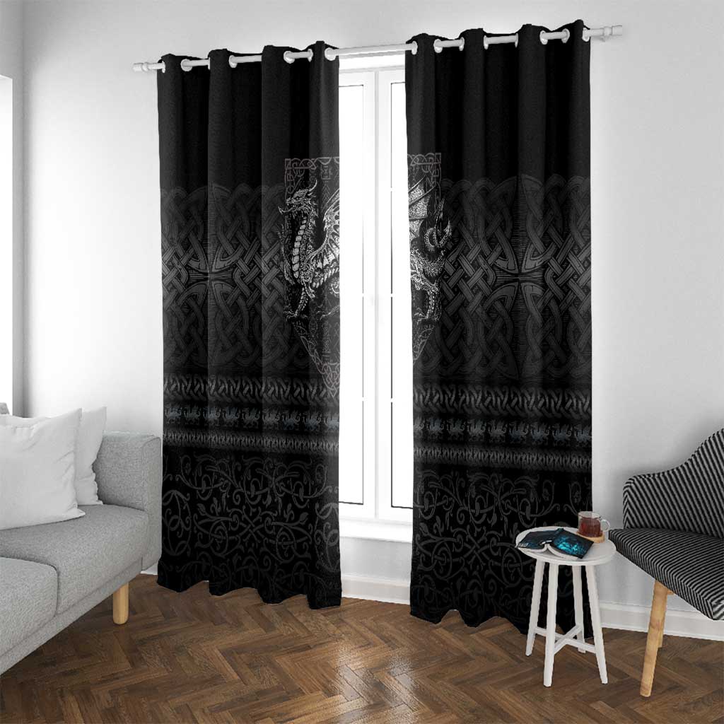 Welsh Celtic Culture Window Curtain Wales Y Ddraig Goch with Knot - Wonder Print Shop