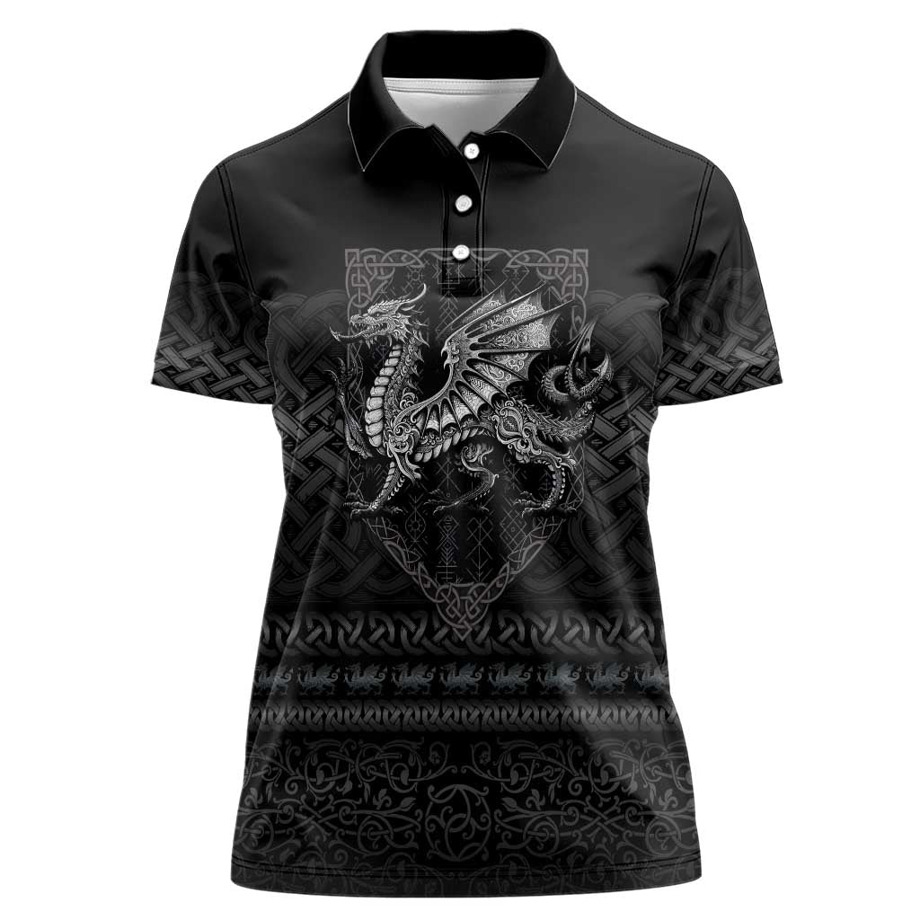 Welsh Celtic Culture Women Polo Shirt Wales Y Ddraig Goch with Knot - Wonder Print Shop