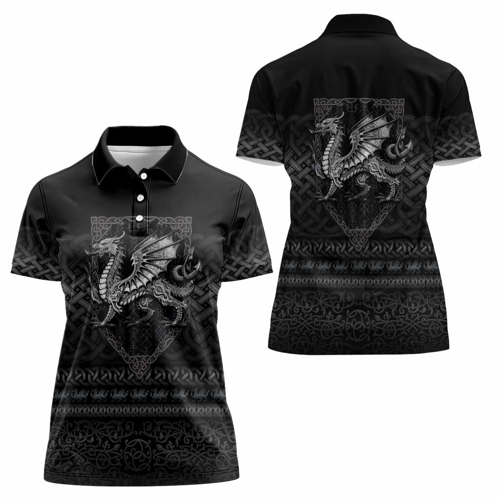 Welsh Celtic Culture Women Polo Shirt Wales Y Ddraig Goch with Knot - Wonder Print Shop