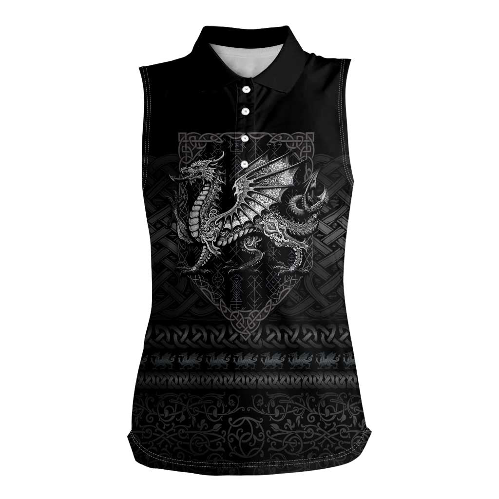 Welsh Celtic Culture Women Sleeveless Polo Shirt Wales Y Ddraig Goch with Knot - Wonder Print Shop
