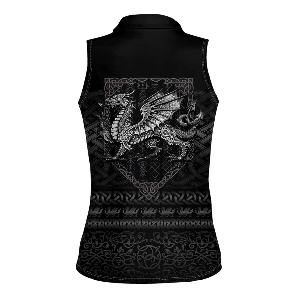 Welsh Celtic Culture Women Sleeveless Polo Shirt Wales Y Ddraig Goch with Knot - Wonder Print Shop