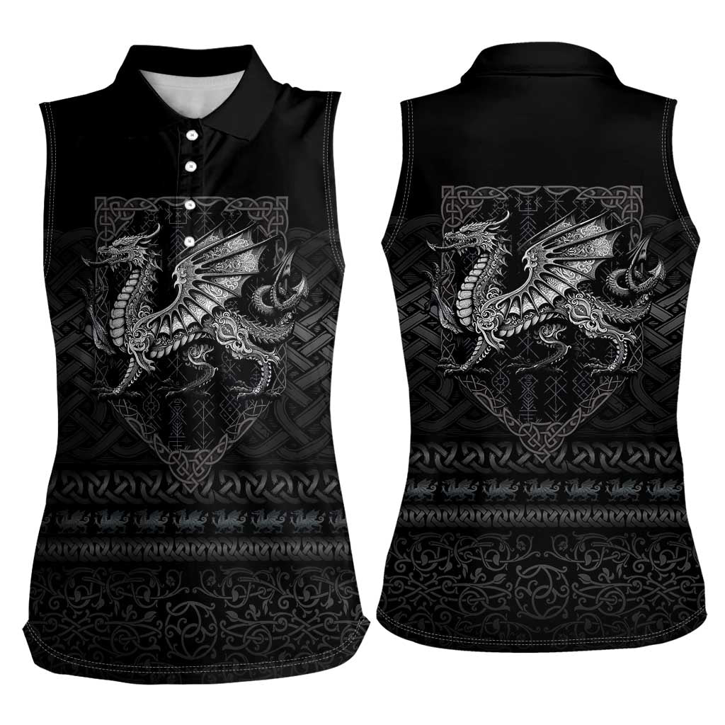 Welsh Celtic Culture Women Sleeveless Polo Shirt Wales Y Ddraig Goch with Knot - Wonder Print Shop