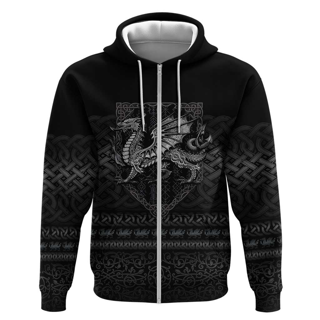 Welsh Celtic Culture Zip Hoodie Wales Y Ddraig Goch with Knot - Wonder Print Shop