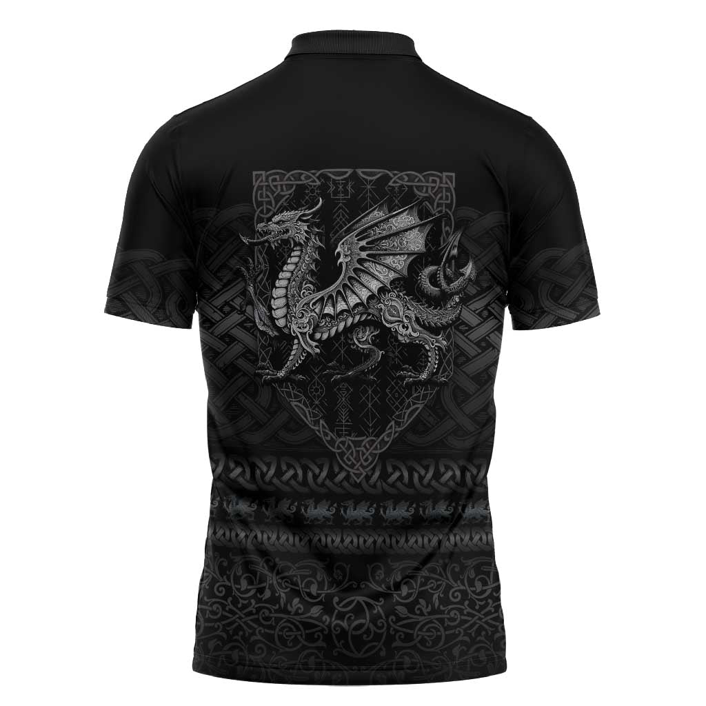 Welsh Celtic Culture Zipper Polo Shirt Wales Y Ddraig Goch with Knot - Wonder Print Shop