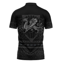 Welsh Celtic Culture Zipper Polo Shirt Wales Y Ddraig Goch with Knot - Wonder Print Shop