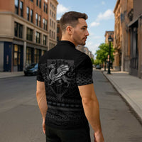 Welsh Celtic Culture Zipper Polo Shirt Wales Y Ddraig Goch with Knot - Wonder Print Shop