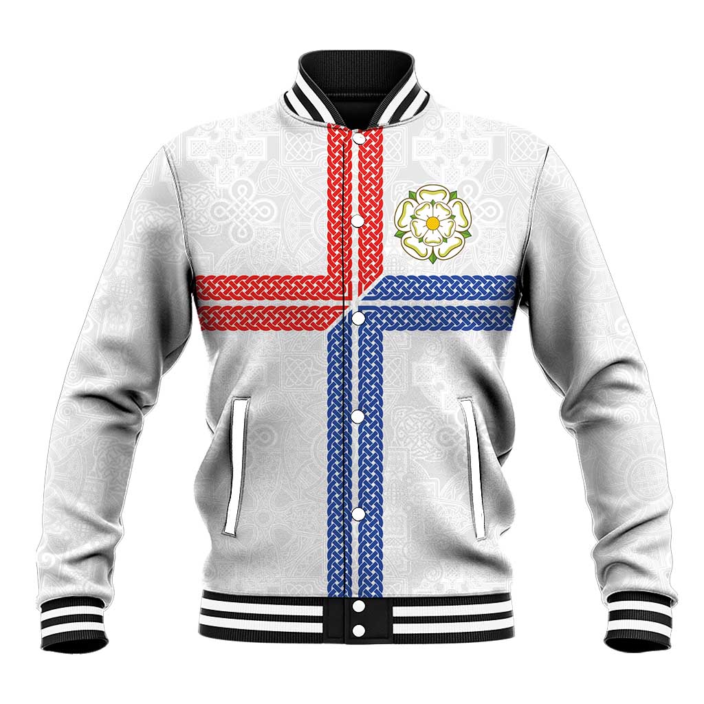 Personalized Yorkshire Celtic Heritage Baseball Jacket Cross Style - Wonder Print Shop