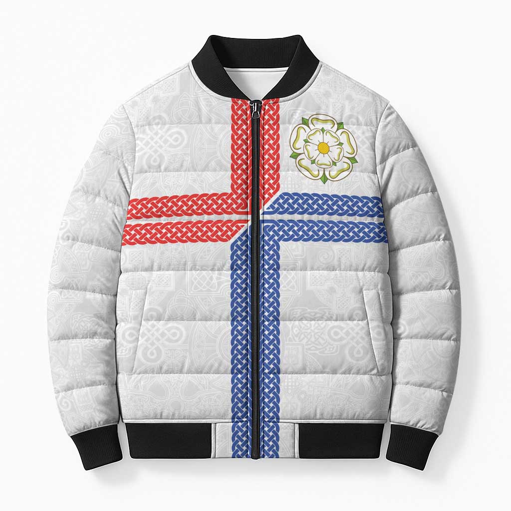 Personalized Yorkshire Celtic Heritage Bomber Puffer Jacket Cross Style - Wonder Print Shop