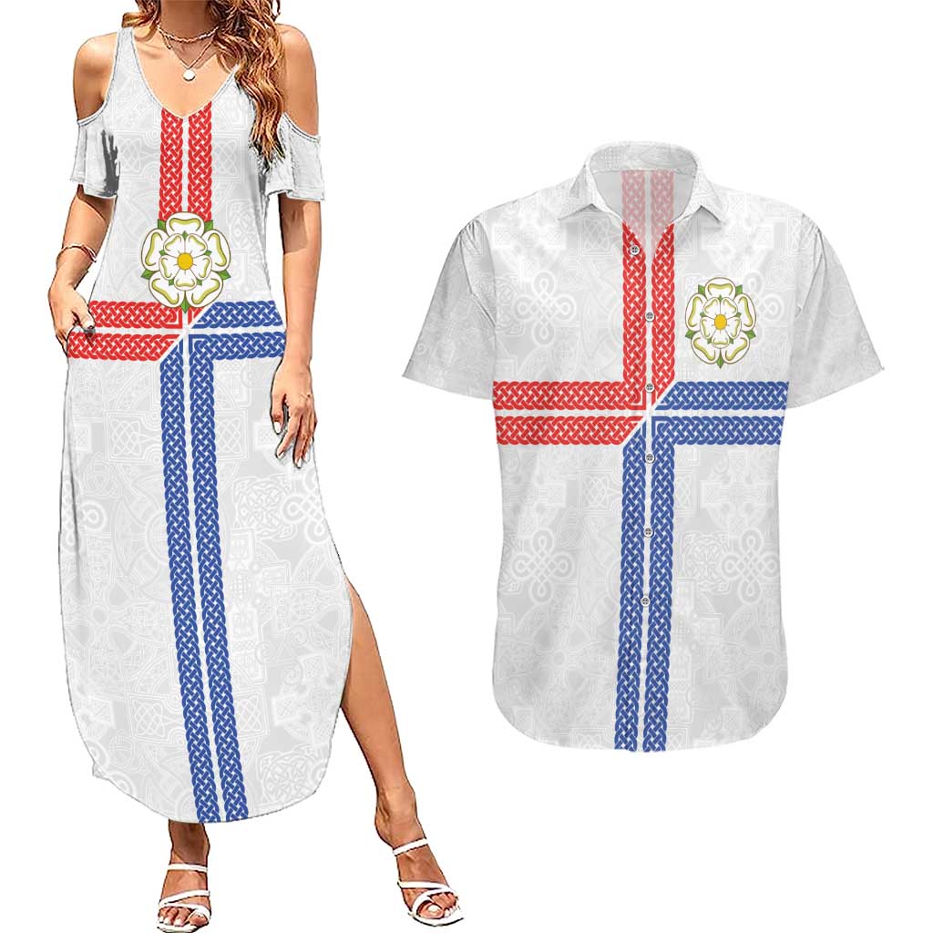 Personalized Yorkshire Celtic Heritage Couples Matching Summer Maxi Dress and Hawaiian Shirt Cross Style - Wonder Print Shop