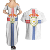 Personalized Yorkshire Celtic Heritage Couples Matching Summer Maxi Dress and Hawaiian Shirt Cross Style - Wonder Print Shop