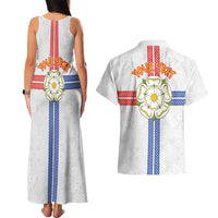 Personalized Yorkshire Celtic Heritage Couples Matching Tank Maxi Dress and Hawaiian Shirt Cross Style - Wonder Print Shop