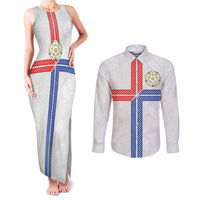 Personalized Yorkshire Celtic Heritage Couples Matching Tank Maxi Dress and Long Sleeve Button Shirt Cross Style - Wonder Print Shop