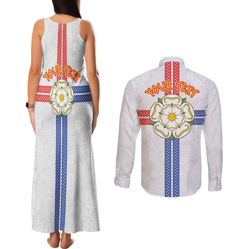 Personalized Yorkshire Celtic Heritage Couples Matching Tank Maxi Dress and Long Sleeve Button Shirt Cross Style - Wonder Print Shop