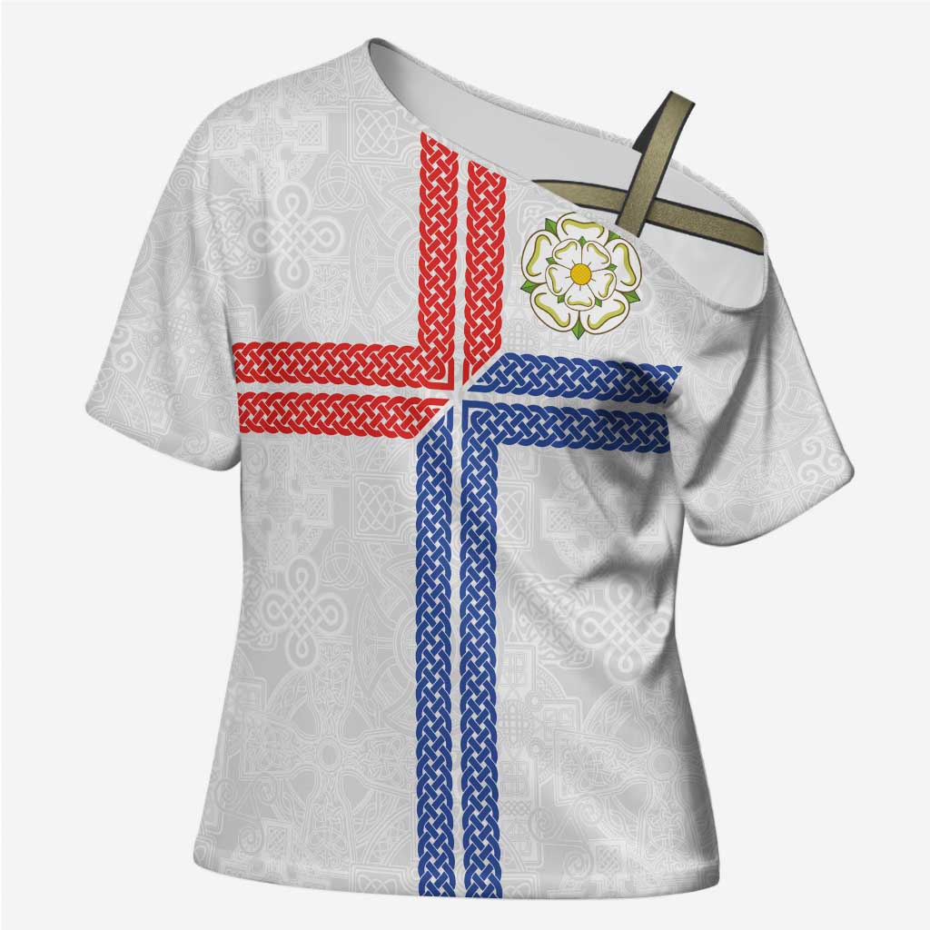 Personalized Yorkshire Celtic Heritage Cross Shoulder Shirt Cross Style - Wonder Print Shop
