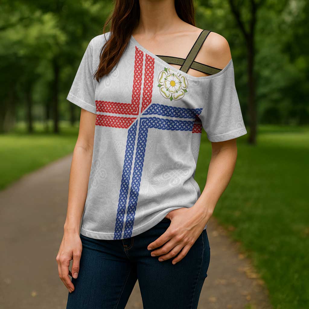 Personalized Yorkshire Celtic Heritage Cross Shoulder Shirt Cross Style - Wonder Print Shop