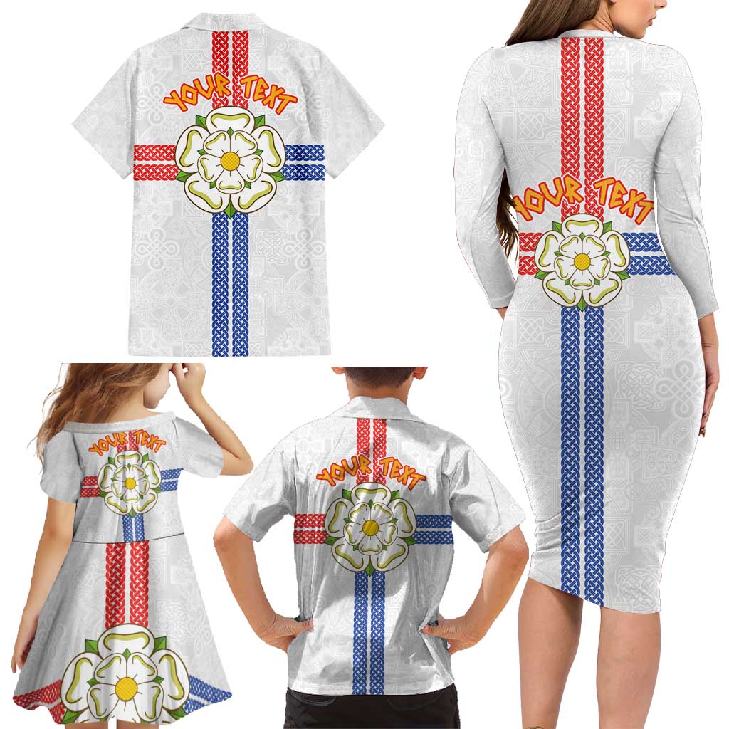 Personalized Yorkshire Celtic Heritage Family Matching Long Sleeve Bodycon Dress and Hawaiian Shirt Cross Style - Wonder Print Shop