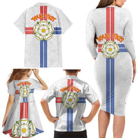 Personalized Yorkshire Celtic Heritage Family Matching Long Sleeve Bodycon Dress and Hawaiian Shirt Cross Style - Wonder Print Shop