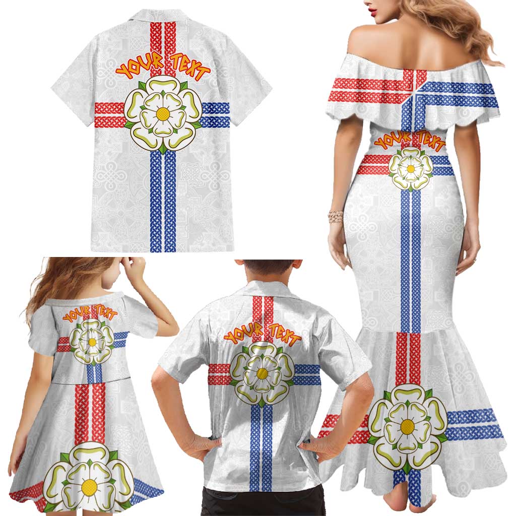 Personalized Yorkshire Celtic Heritage Family Matching Mermaid Dress and Hawaiian Shirt Cross Style - Wonder Print Shop