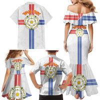 Personalized Yorkshire Celtic Heritage Family Matching Mermaid Dress and Hawaiian Shirt Cross Style - Wonder Print Shop