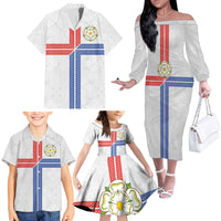 Personalized Yorkshire Celtic Heritage Family Matching Off The Shoulder Long Sleeve Dress and Hawaiian Shirt Cross Style - Wonder Print Shop