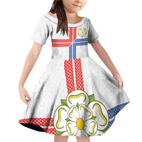 Personalized Yorkshire Celtic Heritage Family Matching Off Shoulder Short Dress and Hawaiian Shirt Cross Style - Wonder Print Shop