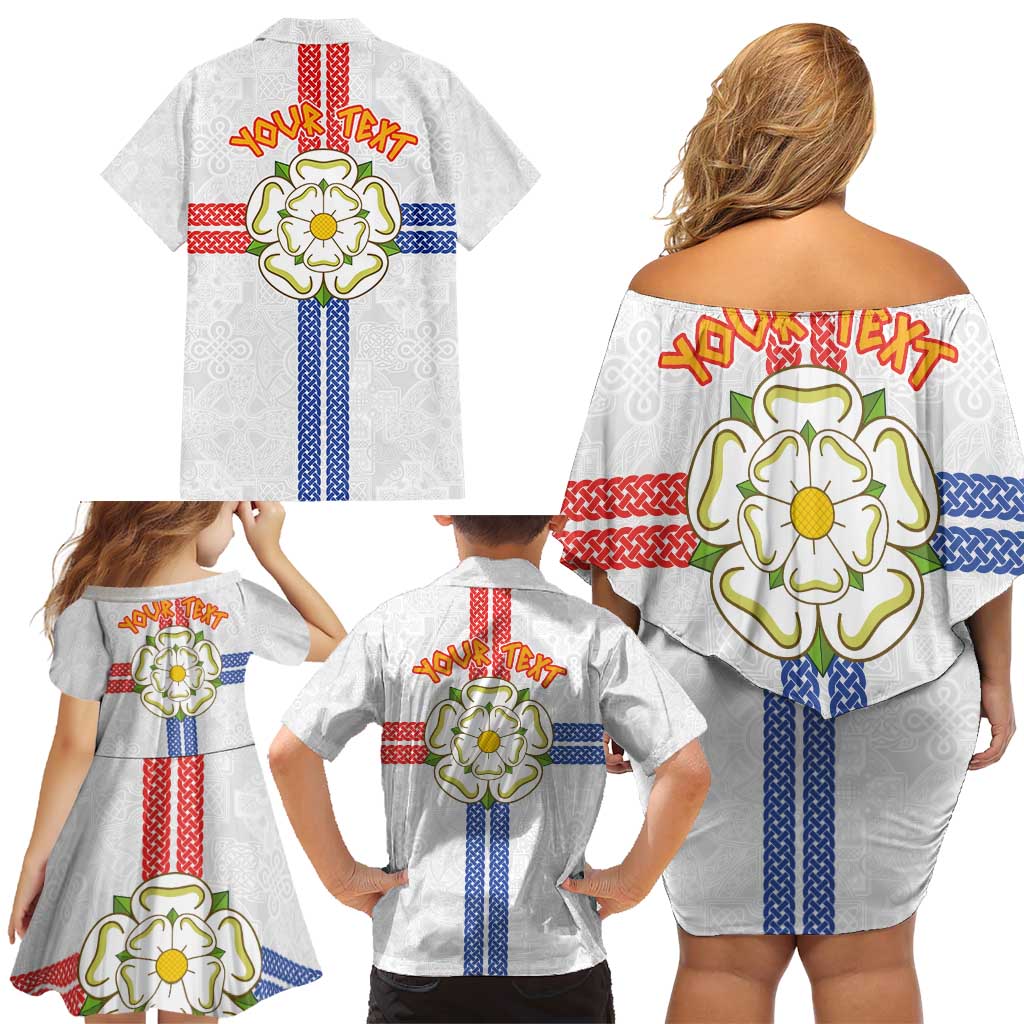Personalized Yorkshire Celtic Heritage Family Matching Off Shoulder Short Dress and Hawaiian Shirt Cross Style - Wonder Print Shop