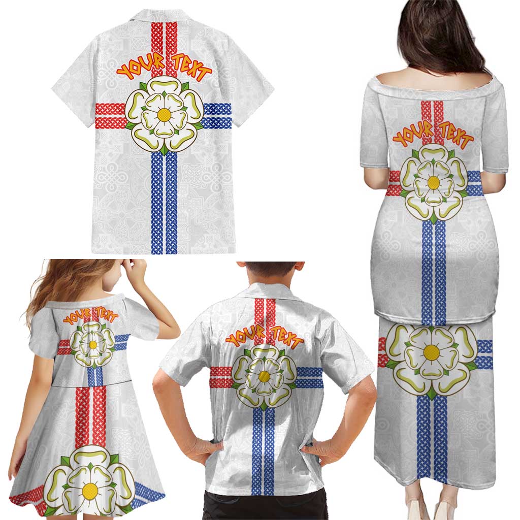 Personalized Yorkshire Celtic Heritage Family Matching Puletasi and Hawaiian Shirt Cross Style - Wonder Print Shop