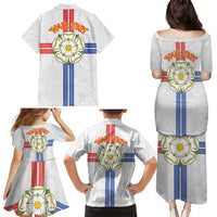 Personalized Yorkshire Celtic Heritage Family Matching Puletasi and Hawaiian Shirt Cross Style - Wonder Print Shop