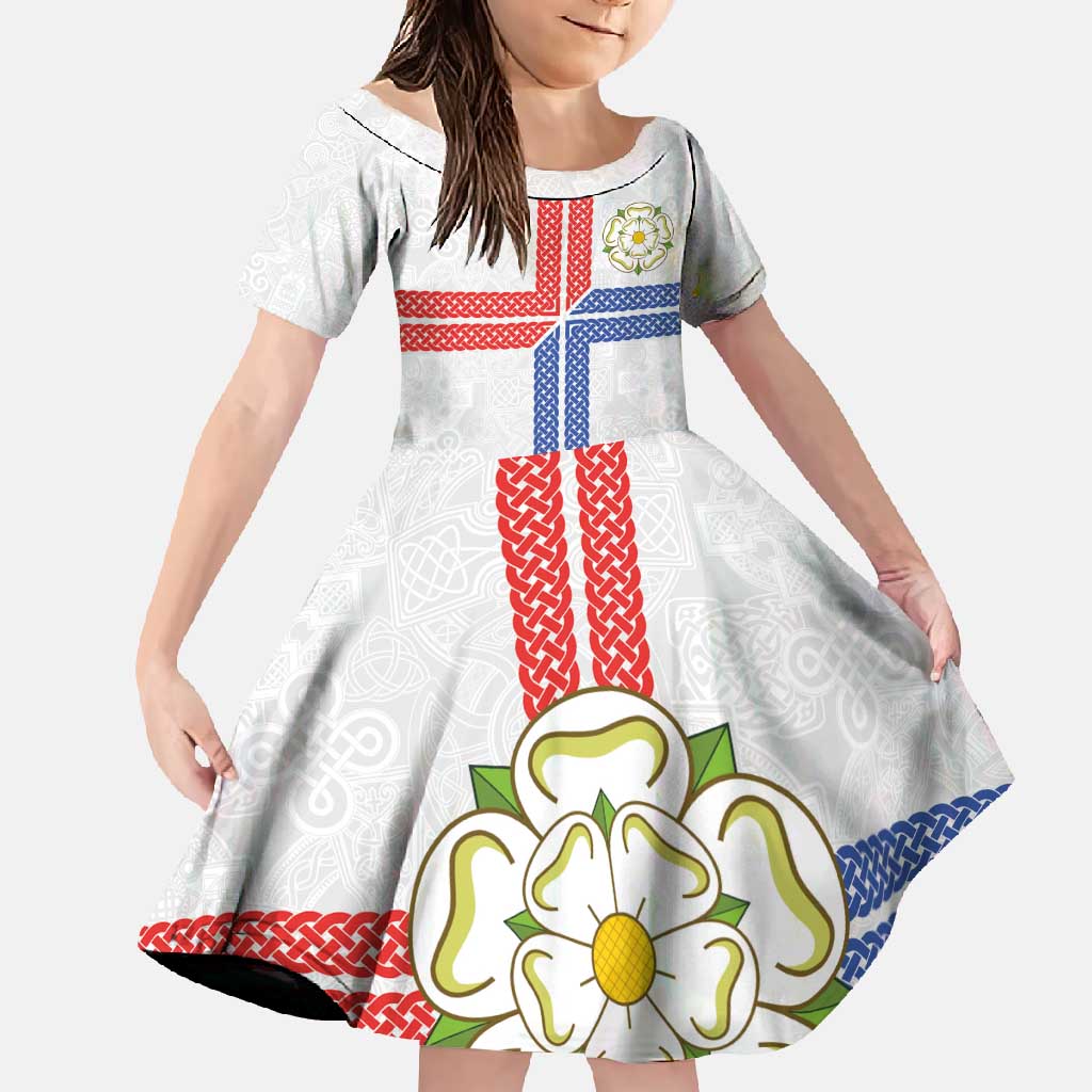 Personalized Yorkshire Celtic Heritage Family Matching Short Sleeve Bodycon Dress and Hawaiian Shirt Cross Style - Wonder Print Shop