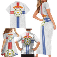 Personalized Yorkshire Celtic Heritage Family Matching Short Sleeve Bodycon Dress and Hawaiian Shirt Cross Style - Wonder Print Shop