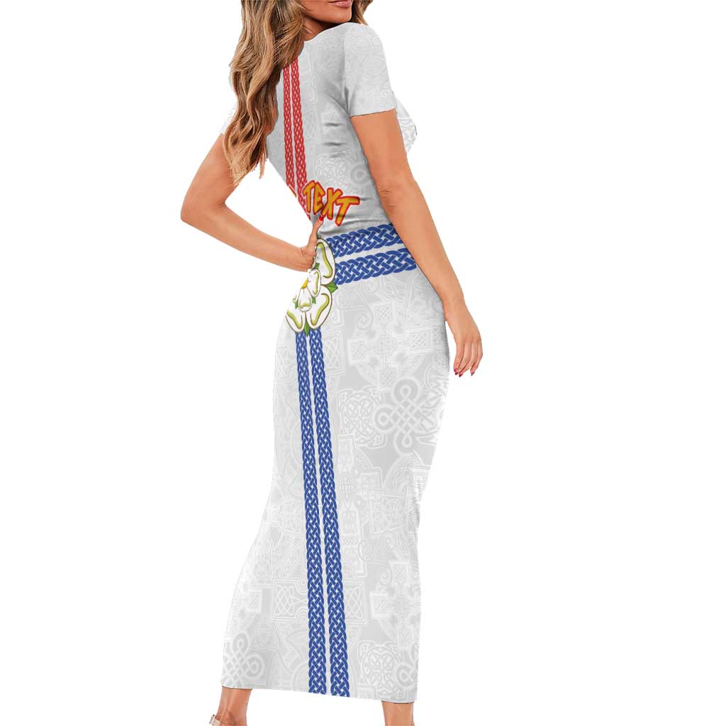 Personalized Yorkshire Celtic Heritage Family Matching Short Sleeve Bodycon Dress and Hawaiian Shirt Cross Style - Wonder Print Shop