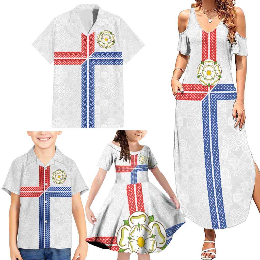 Personalized Yorkshire Celtic Heritage Family Matching Summer Maxi Dress and Hawaiian Shirt Cross Style - Wonder Print Shop