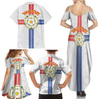 Personalized Yorkshire Celtic Heritage Family Matching Summer Maxi Dress and Hawaiian Shirt Cross Style - Wonder Print Shop